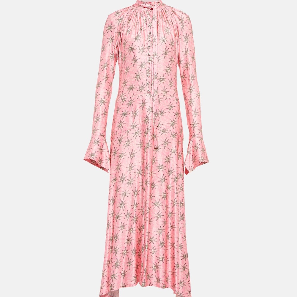 Paco Rabanne printed tie-neck midi dress